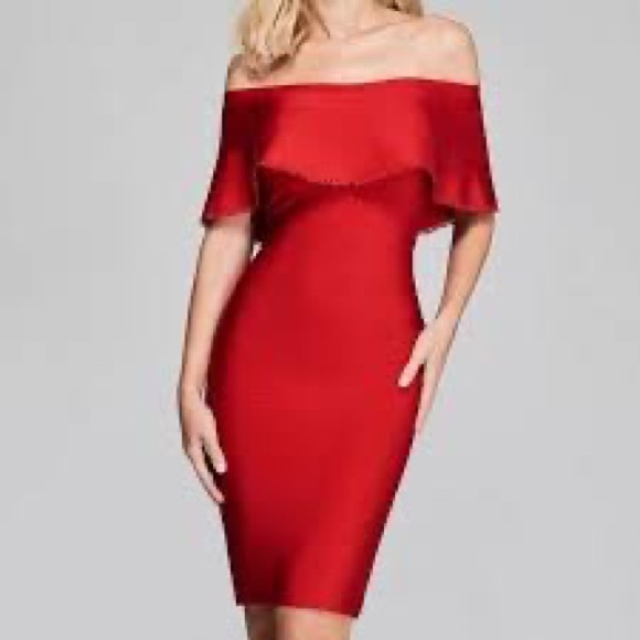 MARCIANO bodycon off the shoulder dress - Picture 4 of 5